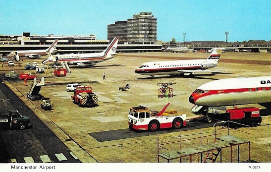 historic picture postcard of manchester airport