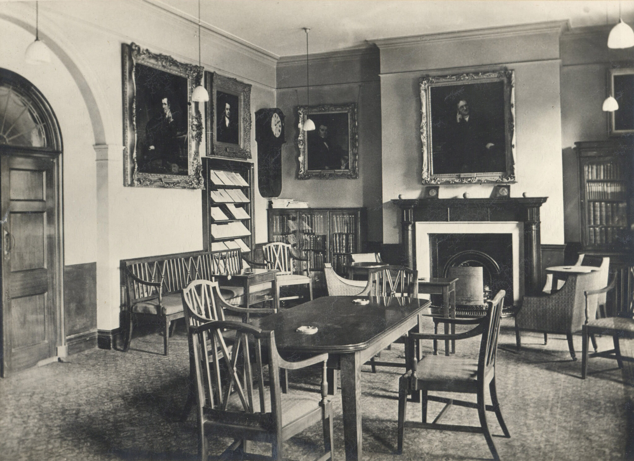historic photograph of a meeting room at the manchester lit and phil's original premises on george street manchester