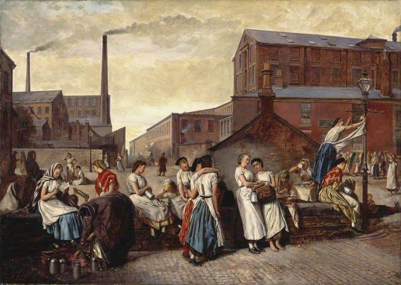 the dinner hour, wigan by eyre crowe, 1874, manchester art gallery collection, history of northerners